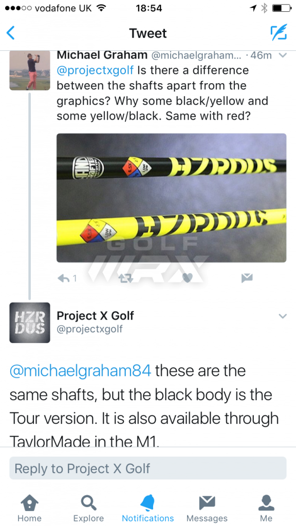 Project x hzrdus black vs yellow